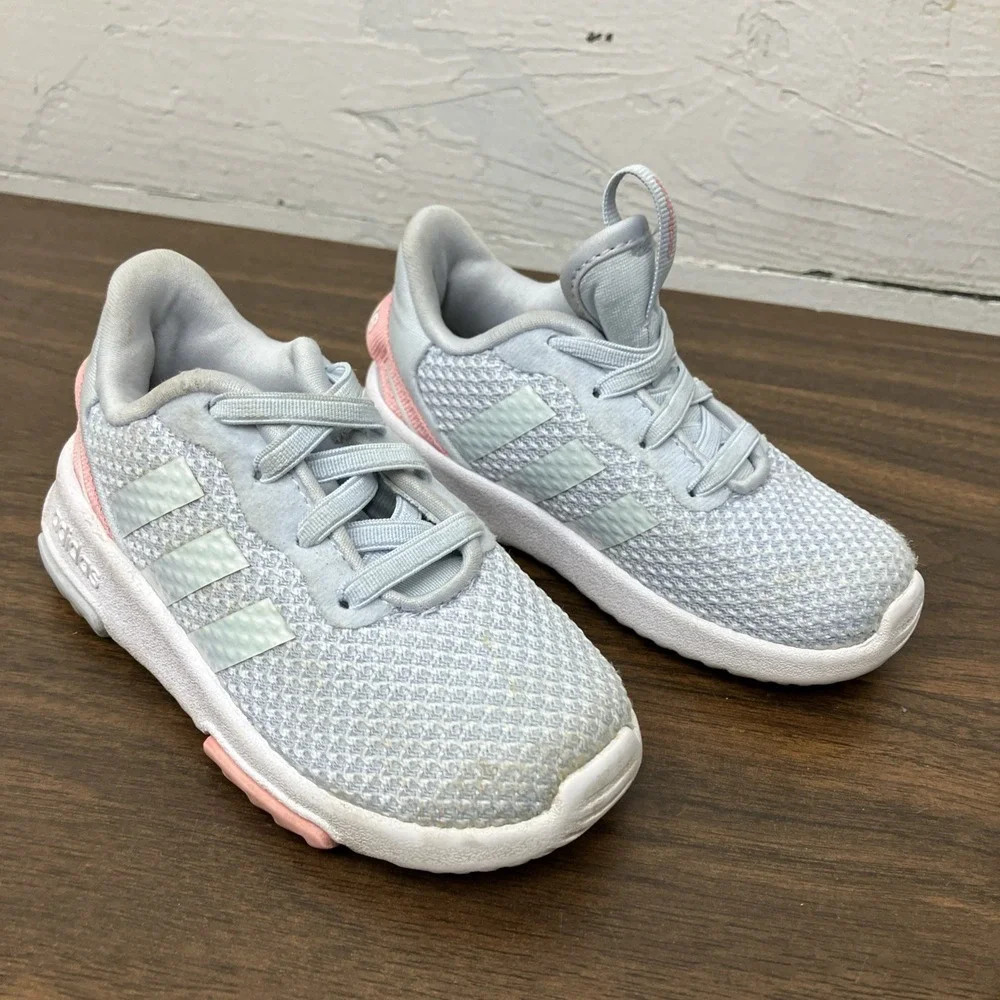 Adidas Racer TR 2.0 Sneakers Slip On Shoes Grey Pink School Toddler Girls 6K